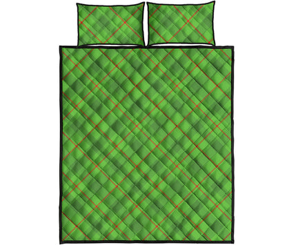 Green And Red Plaid Pattern Print Quilt Bed Set