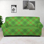 Green And Red Plaid Pattern Print Sofa Cover