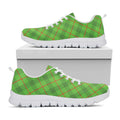 Green And Red Plaid Pattern Print White Running Shoes