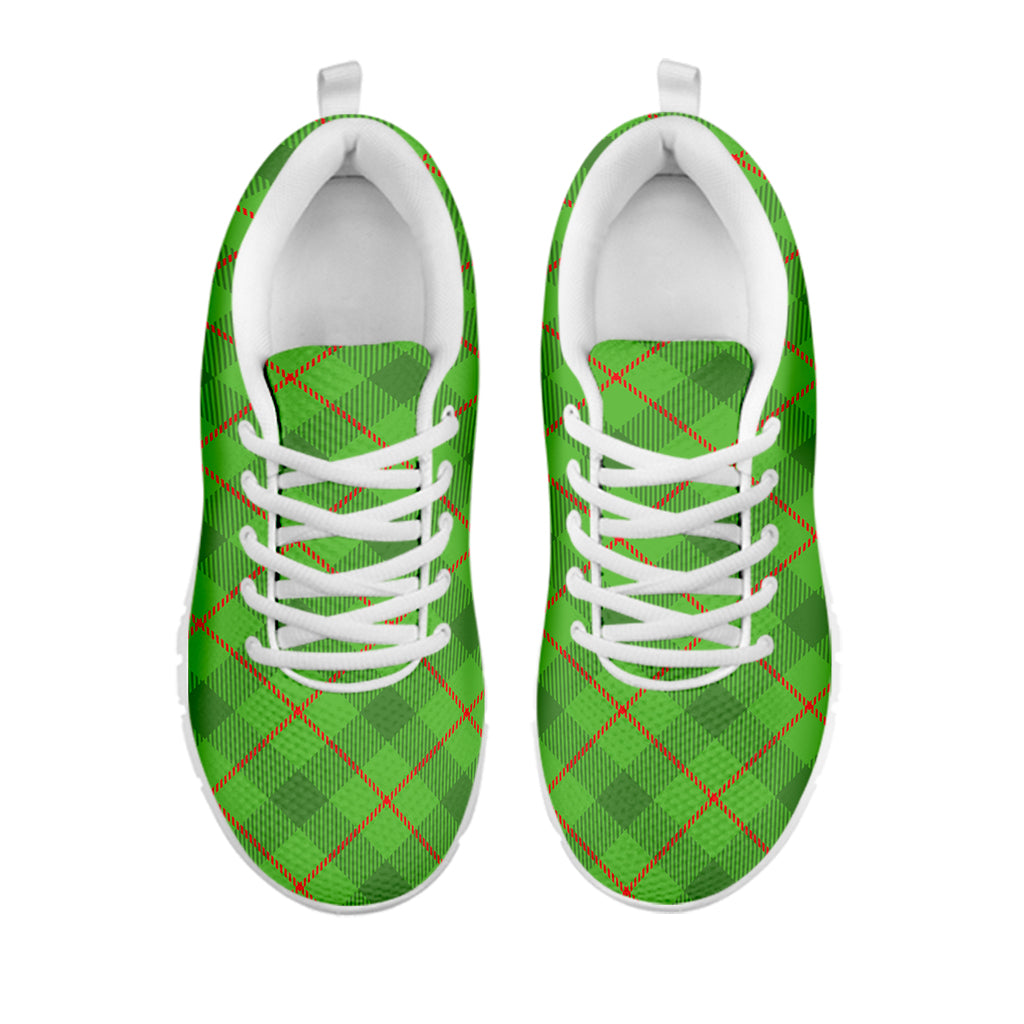 Green And Red Plaid Pattern Print White Sneakers