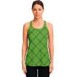 Green And Red Plaid Pattern Print Women's Racerback Tank Top
