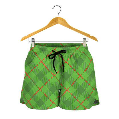 Green And Red Plaid Pattern Print Women's Shorts