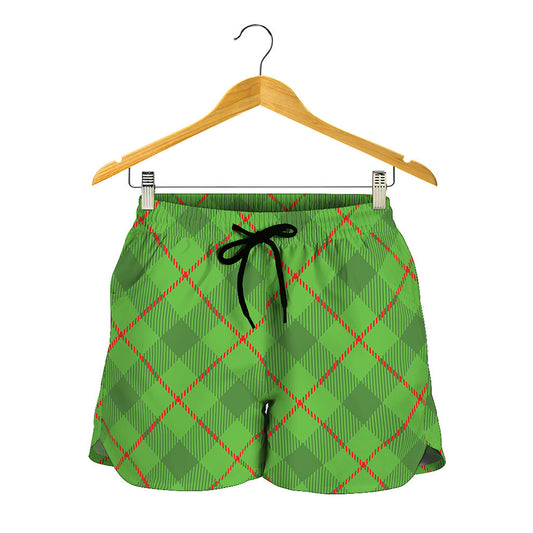 Green And Red Plaid Pattern Print Women's Shorts
