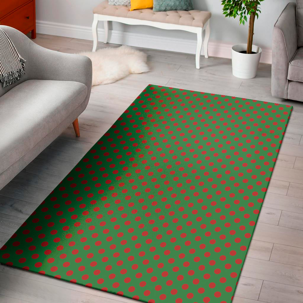 Green And Red Polka Dot Pattern Print Area Rug