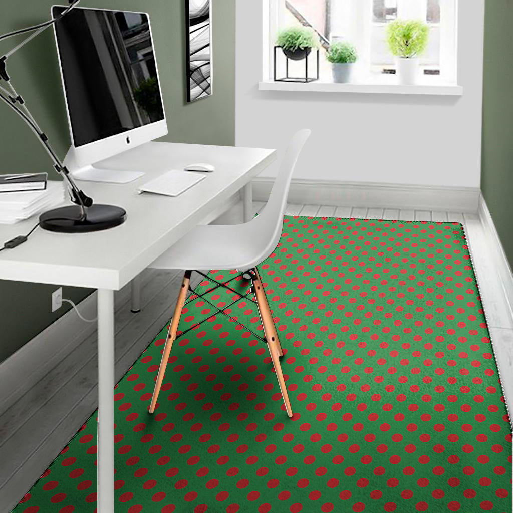 Green And Red Polka Dot Pattern Print Area Rug