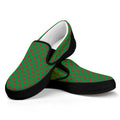 Green And Red Polka Dot Pattern Print Black Slip On Sneakers