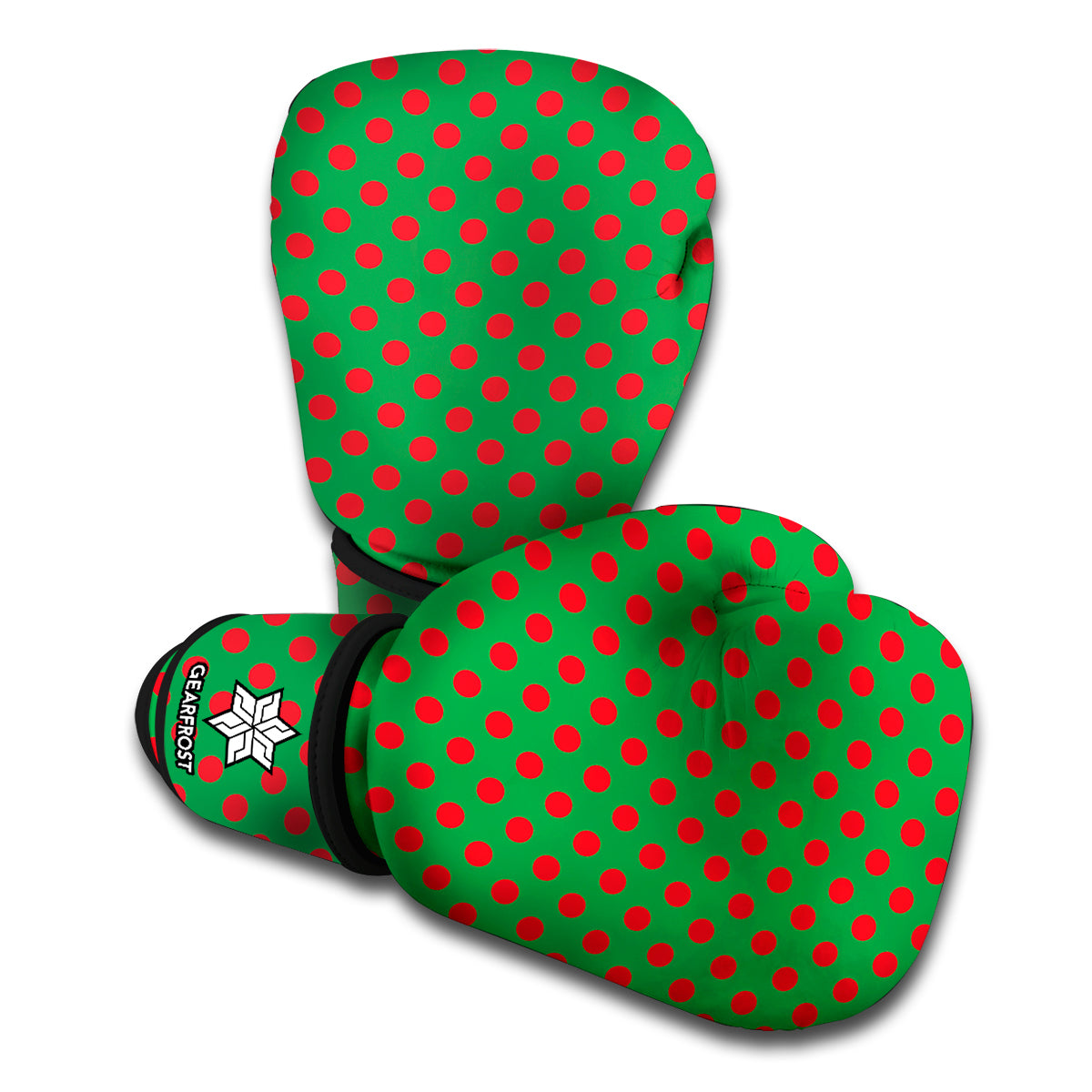 Green And Red Polka Dot Pattern Print Boxing Gloves