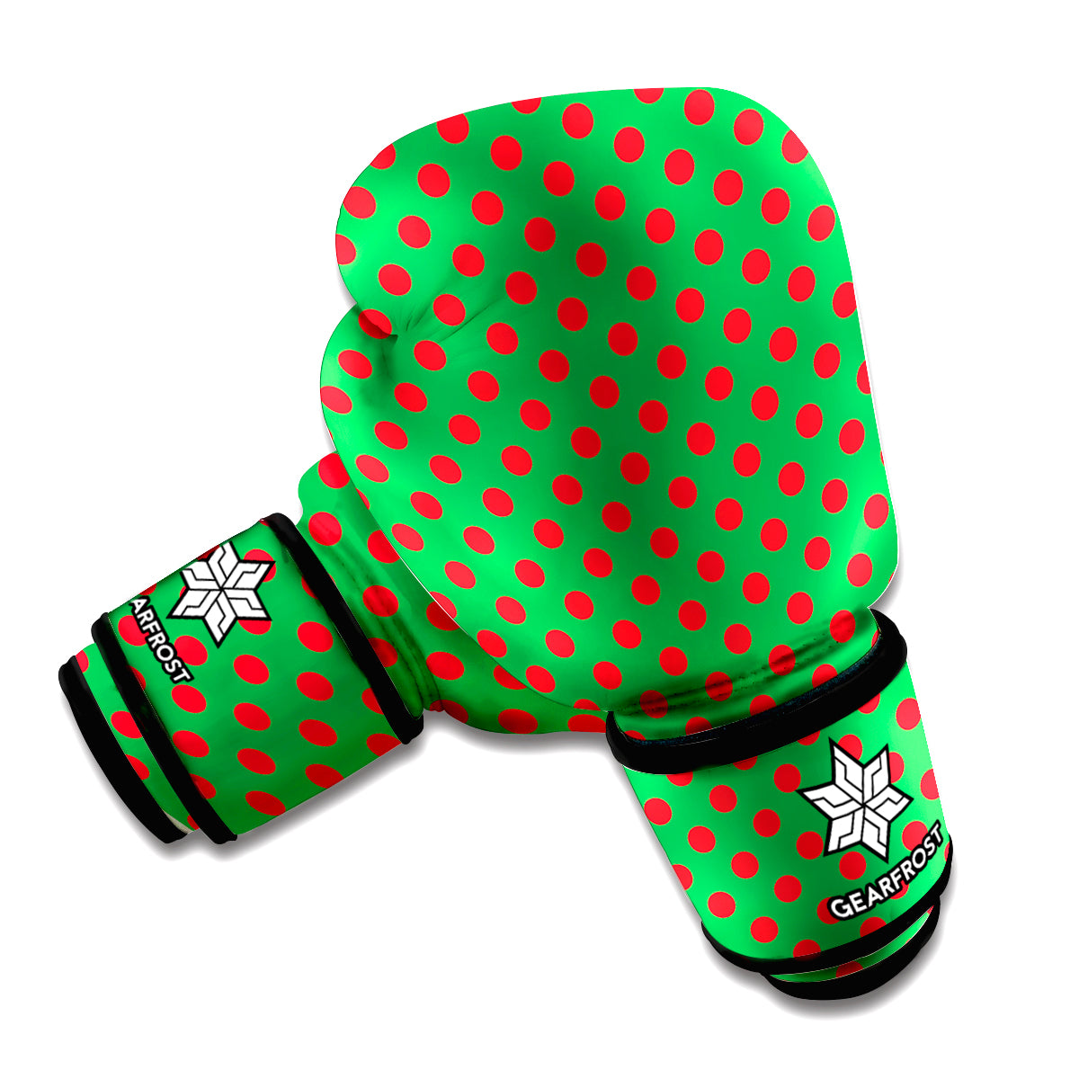 Green And Red Polka Dot Pattern Print Boxing Gloves