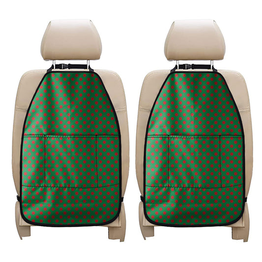 Green And Red Polka Dot Pattern Print Car Seat Organizers