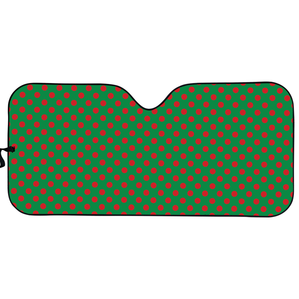 Green And Red Polka Dot Pattern Print Car Sun Shade