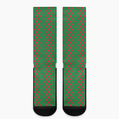 Green And Red Polka Dot Pattern Print Crew Socks
