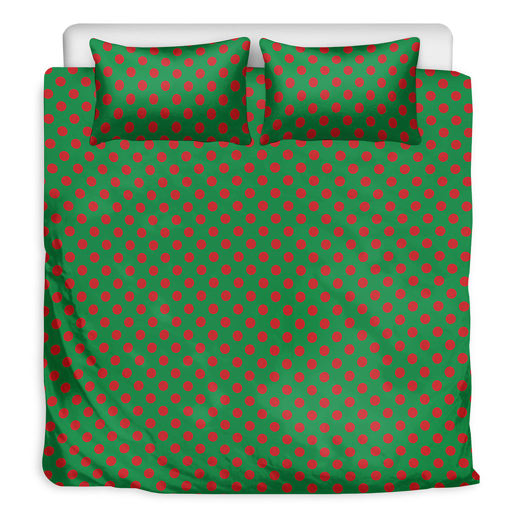 Green And Red Polka Dot Pattern Print Duvet Cover Bedding Set