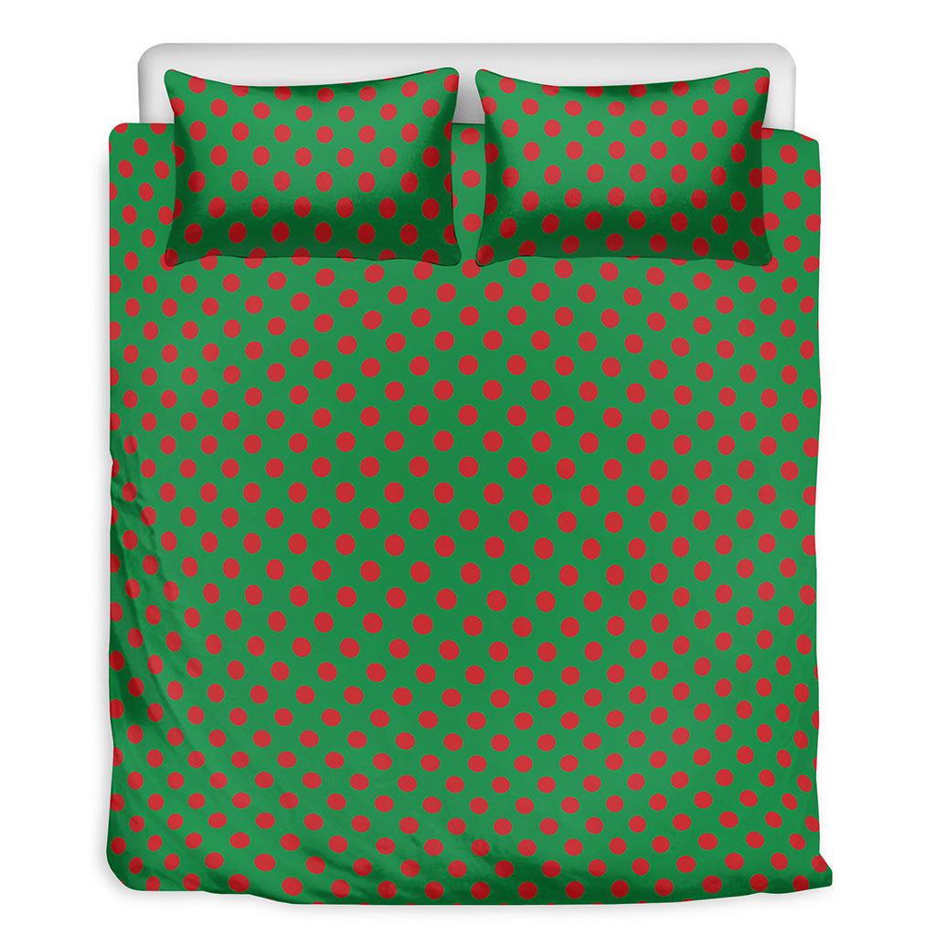 Green And Red Polka Dot Pattern Print Duvet Cover Bedding Set