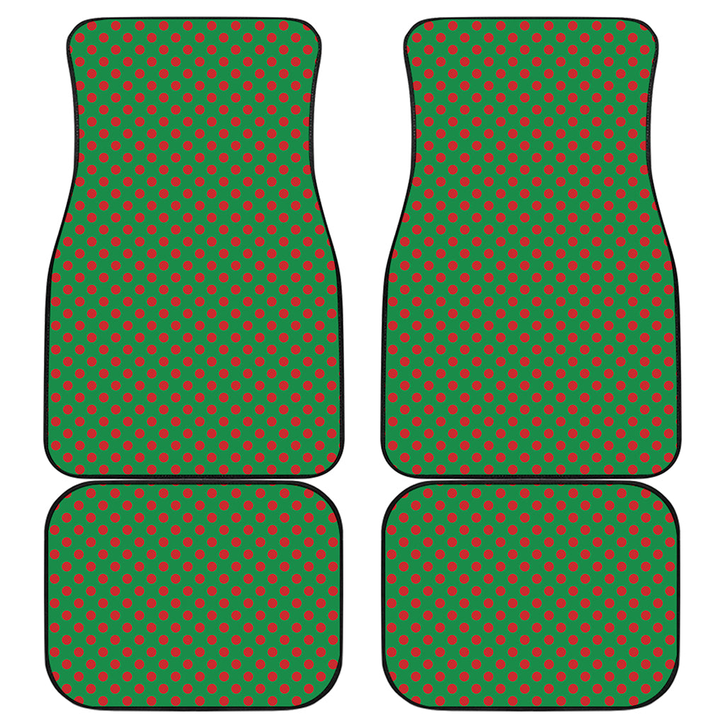 Green And Red Polka Dot Pattern Print Front and Back Car Floor Mats