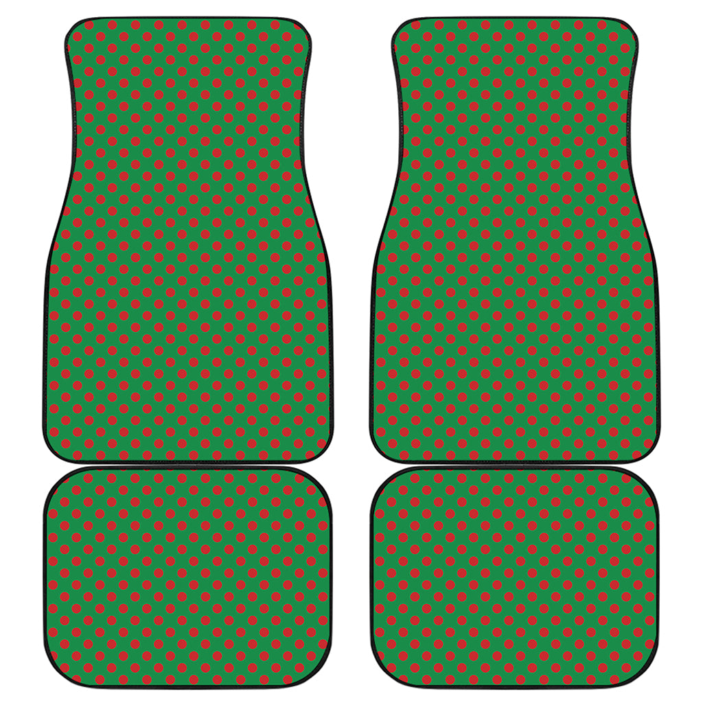 Green And Red Polka Dot Pattern Print Front and Back Car Floor Mats
