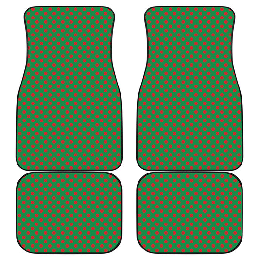 Green And Red Polka Dot Pattern Print Front and Back Car Floor Mats