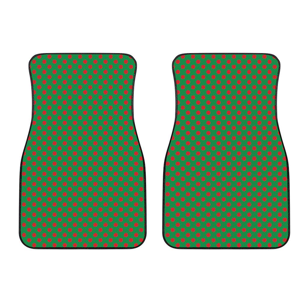 Green And Red Polka Dot Pattern Print Front Car Floor Mats