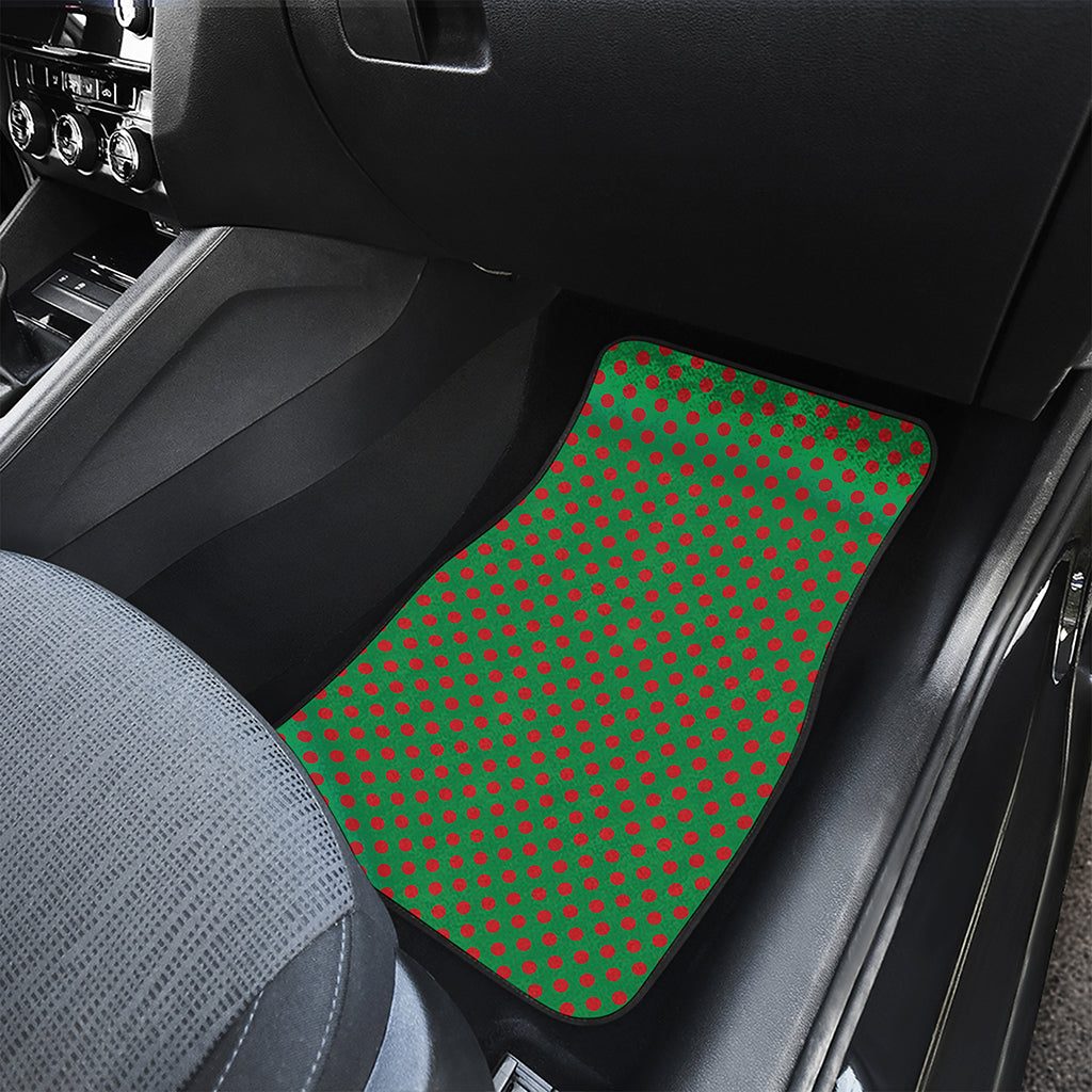 Green And Red Polka Dot Pattern Print Front Car Floor Mats