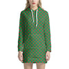 Green And Red Polka Dot Pattern Print Hoodie Dress