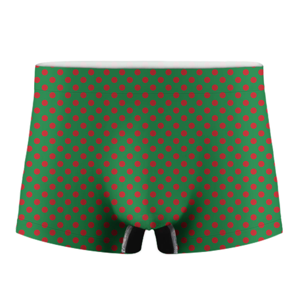 Green And Red Polka Dot Pattern Print Men's Boxer Briefs