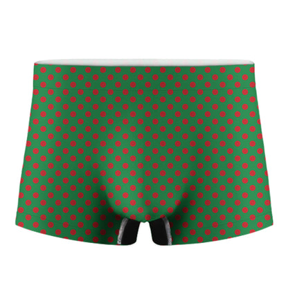 Green And Red Polka Dot Pattern Print Men's Boxer Briefs