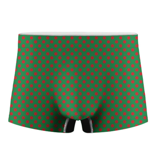 Green And Red Polka Dot Pattern Print Men's Boxer Briefs