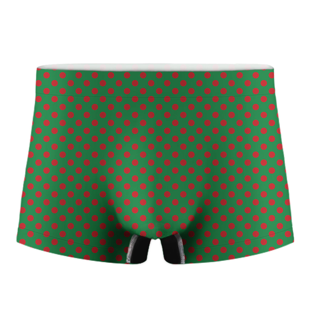 Green And Red Polka Dot Pattern Print Men's Boxer Briefs