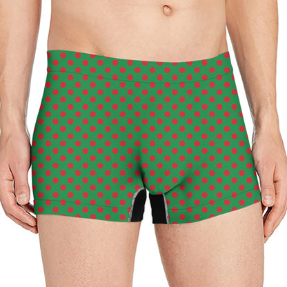 Green And Red Polka Dot Pattern Print Men's Boxer Briefs