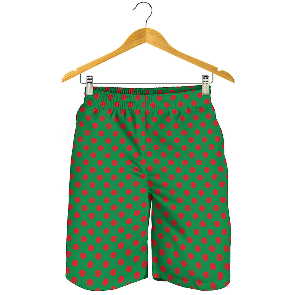 Green And Red Polka Dot Pattern Print Men's Shorts