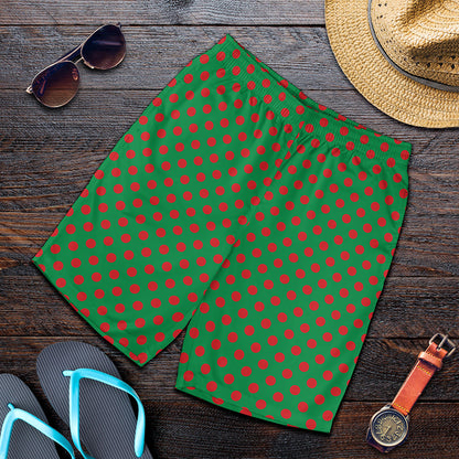 Green And Red Polka Dot Pattern Print Men's Shorts
