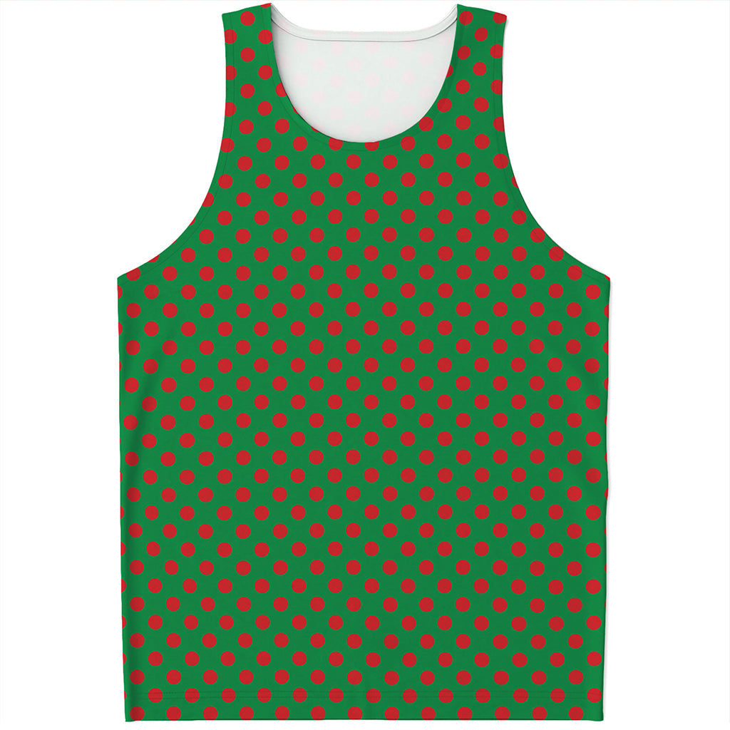 Green And Red Polka Dot Pattern Print Men's Tank Top