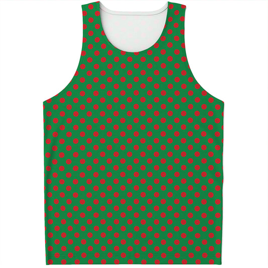 Green And Red Polka Dot Pattern Print Men's Tank Top