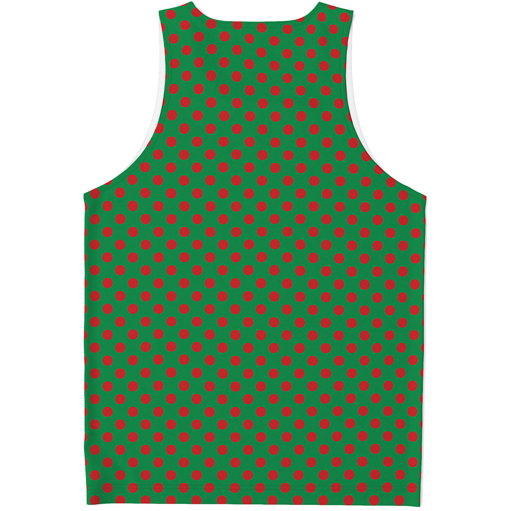 Green And Red Polka Dot Pattern Print Men's Tank Top