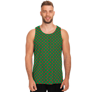 Green And Red Polka Dot Pattern Print Men's Tank Top