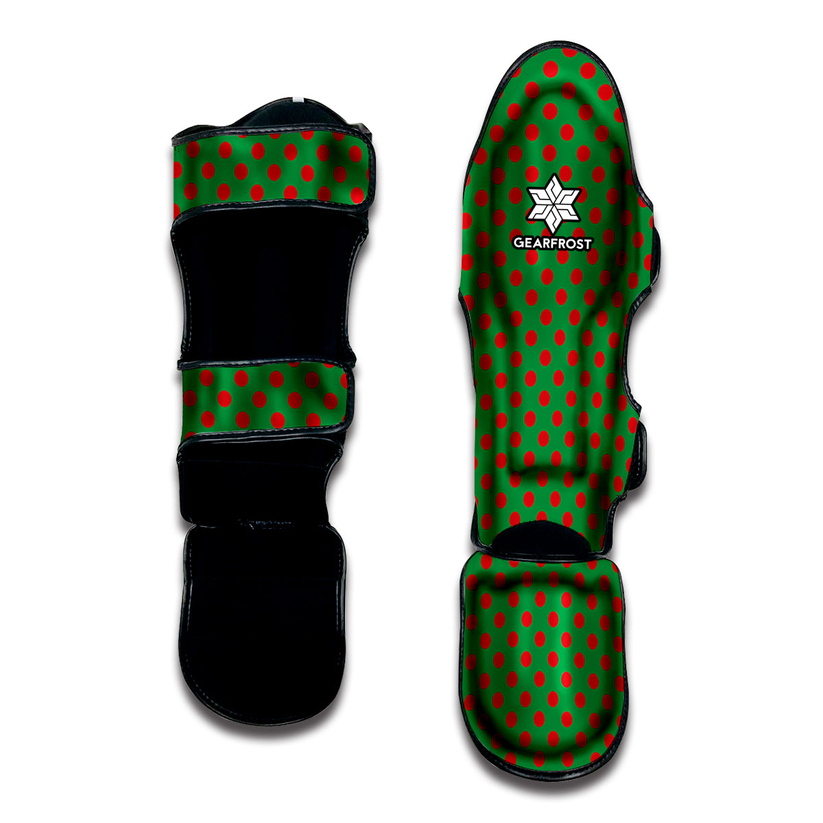 Green And Red Polka Dot Pattern Print Muay Thai Shin Guard