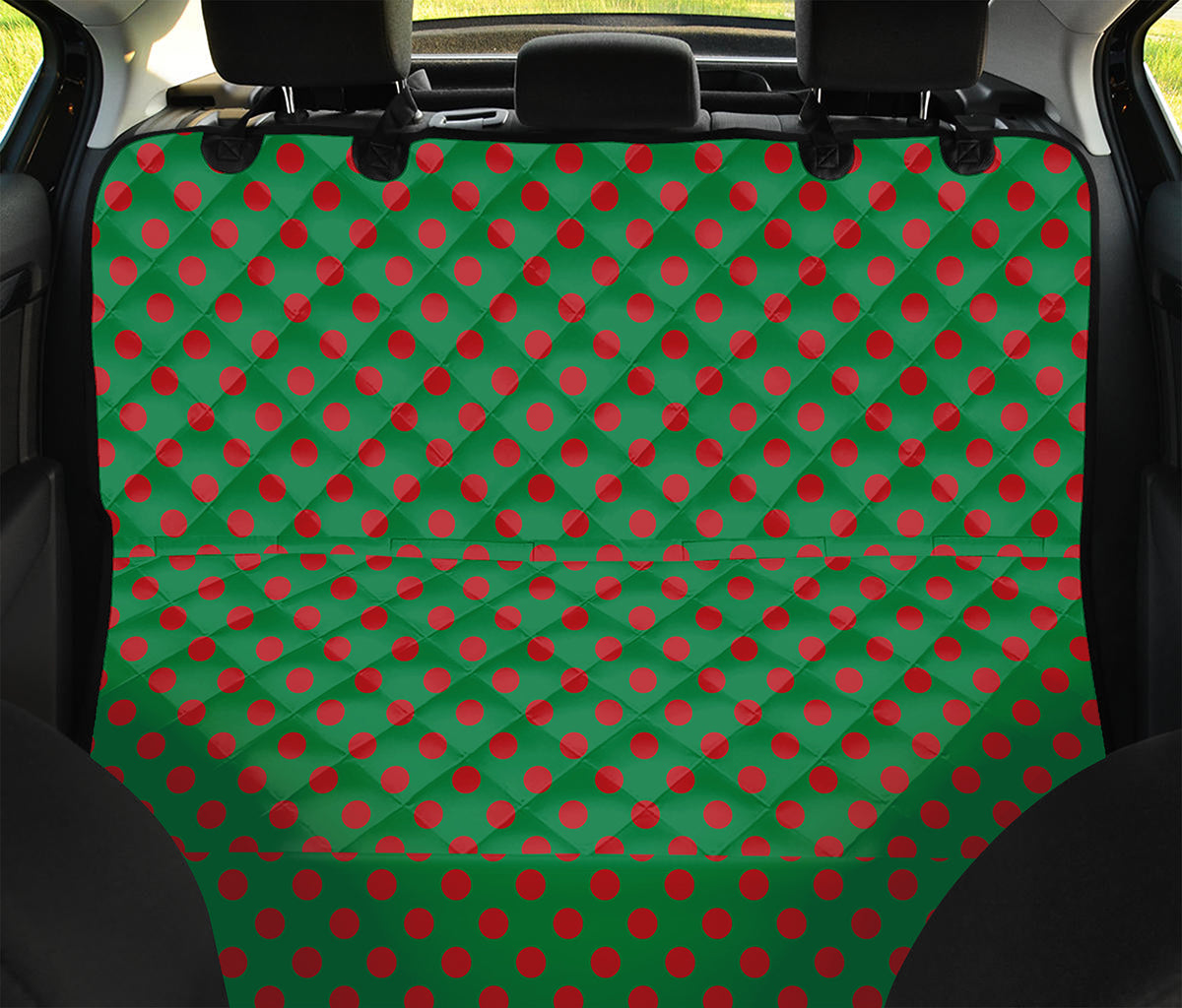 Green And Red Polka Dot Pattern Print Pet Car Back Seat Cover