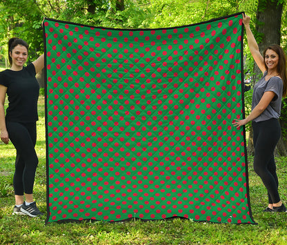 Green And Red Polka Dot Pattern Print Quilt