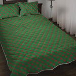Green And Red Polka Dot Pattern Print Quilt Bed Set
