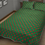 Green And Red Polka Dot Pattern Print Quilt Bed Set