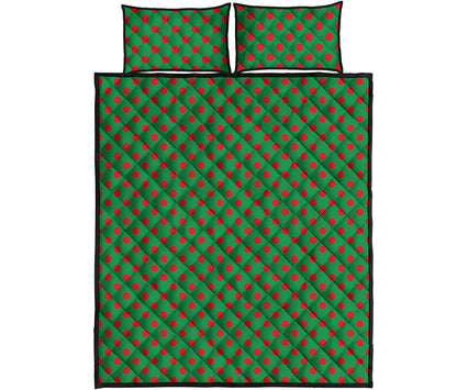 Green And Red Polka Dot Pattern Print Quilt Bed Set