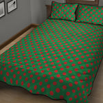 Green And Red Polka Dot Pattern Print Quilt Bed Set