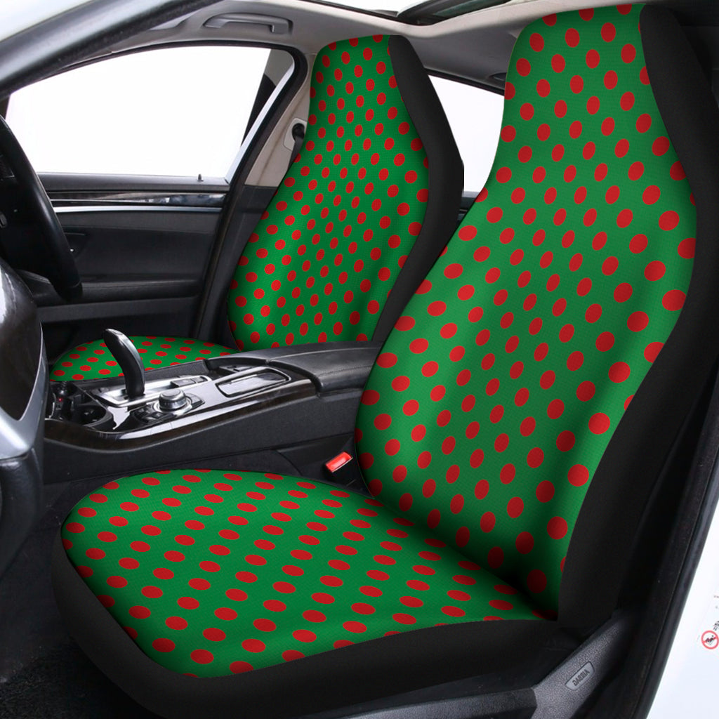 Green And Red Polka Dot Pattern Print Universal Fit Car Seat Covers