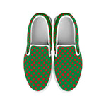 Green And Red Polka Dot Pattern Print White Slip On Shoes