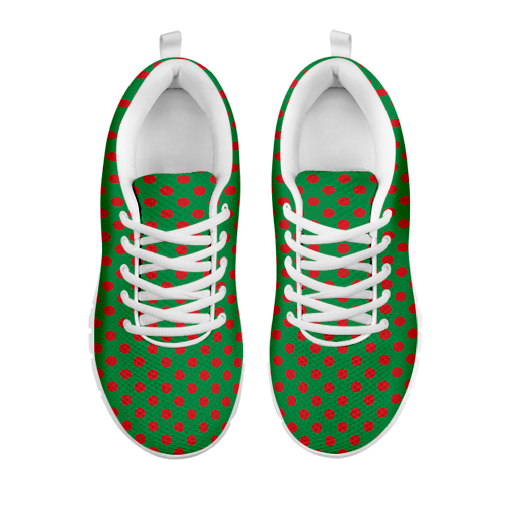 Green And Red Polka Dot Pattern Print White Sneakers