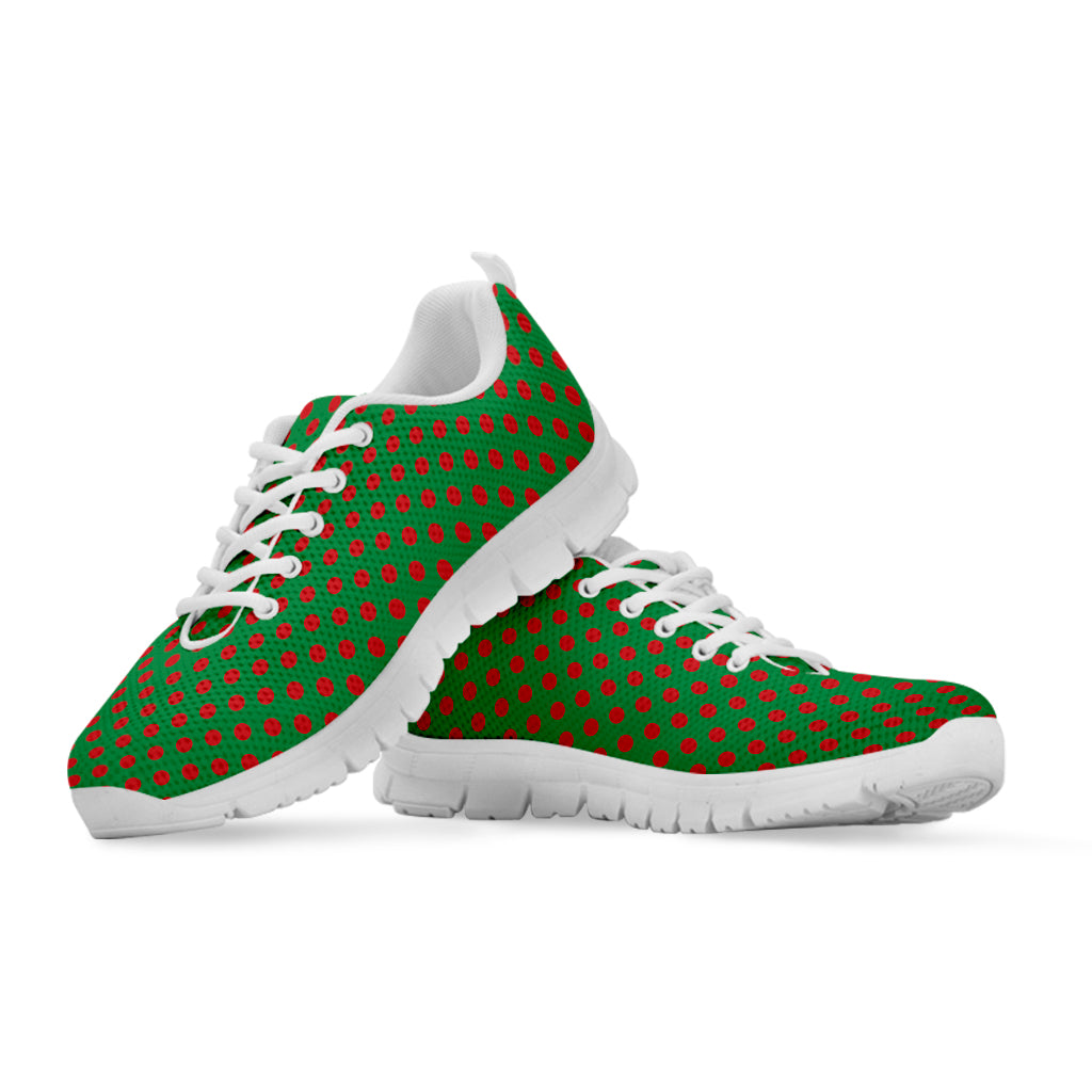 Green And Red Polka Dot Pattern Print White Sneakers