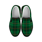 Green And Red Stewart Tartan Print Black Slip On Shoes