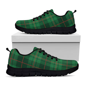 Green And Red Stewart Tartan Print Black Sneakers