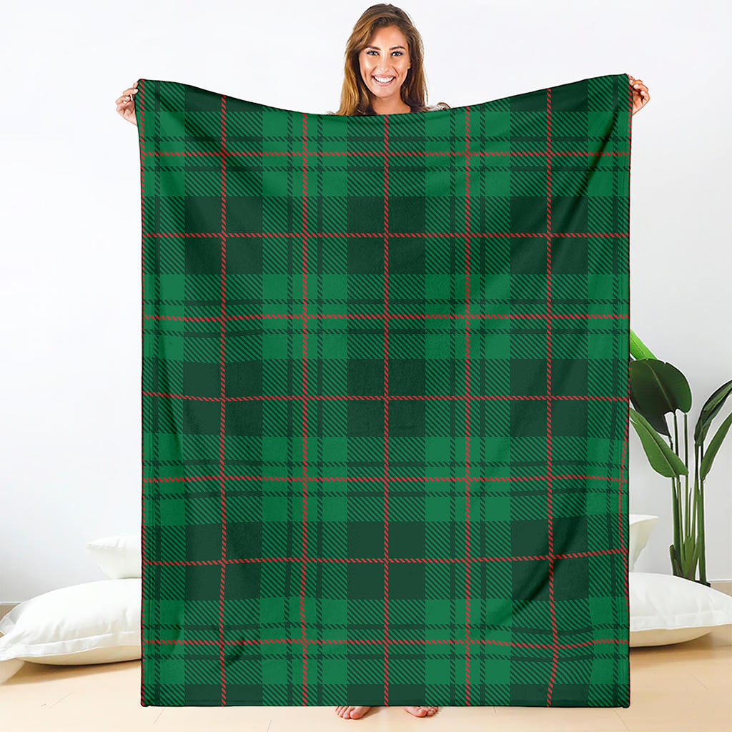 Green And Red Stewart Tartan Print Blanket