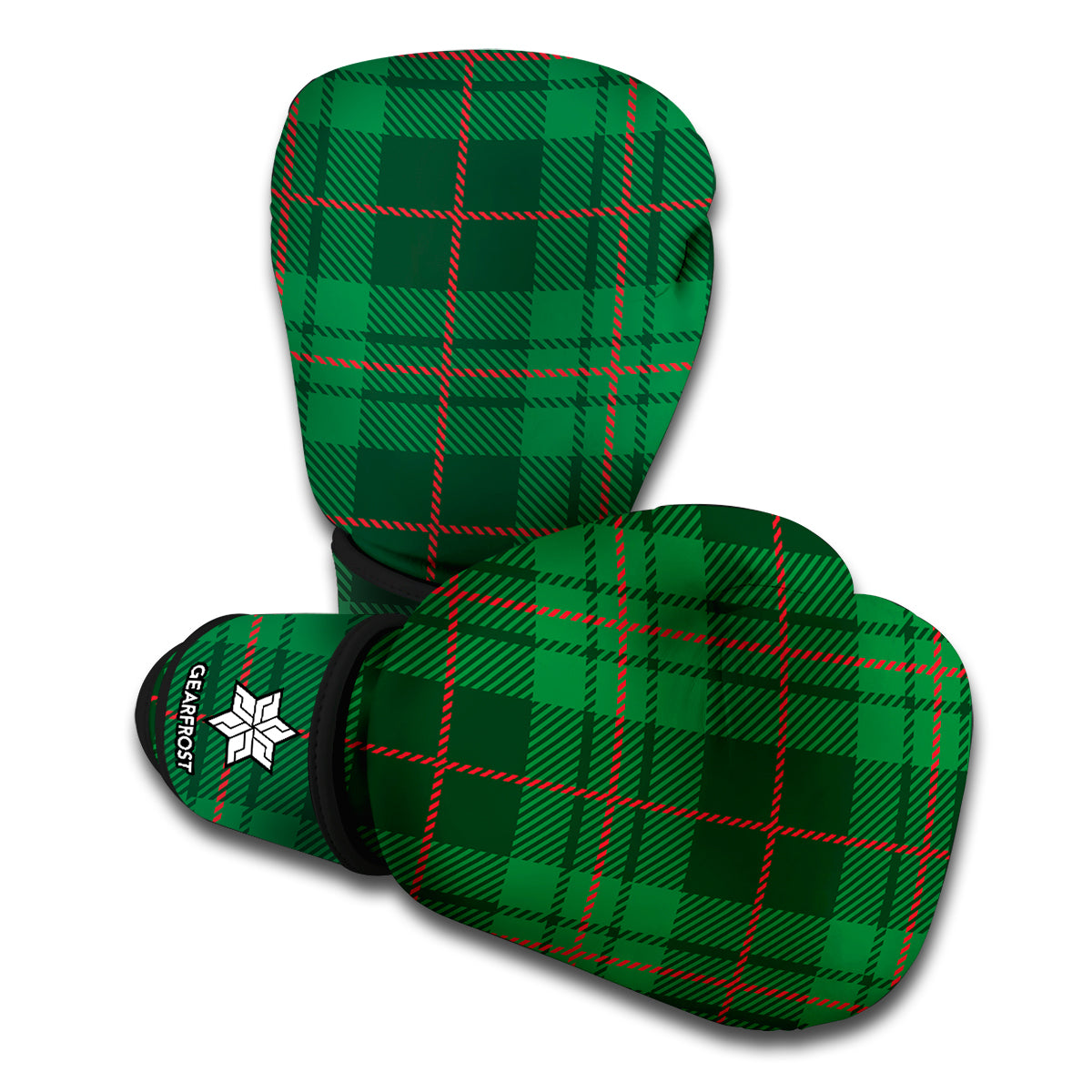 Green And Red Stewart Tartan Print Boxing Gloves