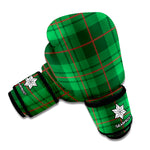 Green And Red Stewart Tartan Print Boxing Gloves